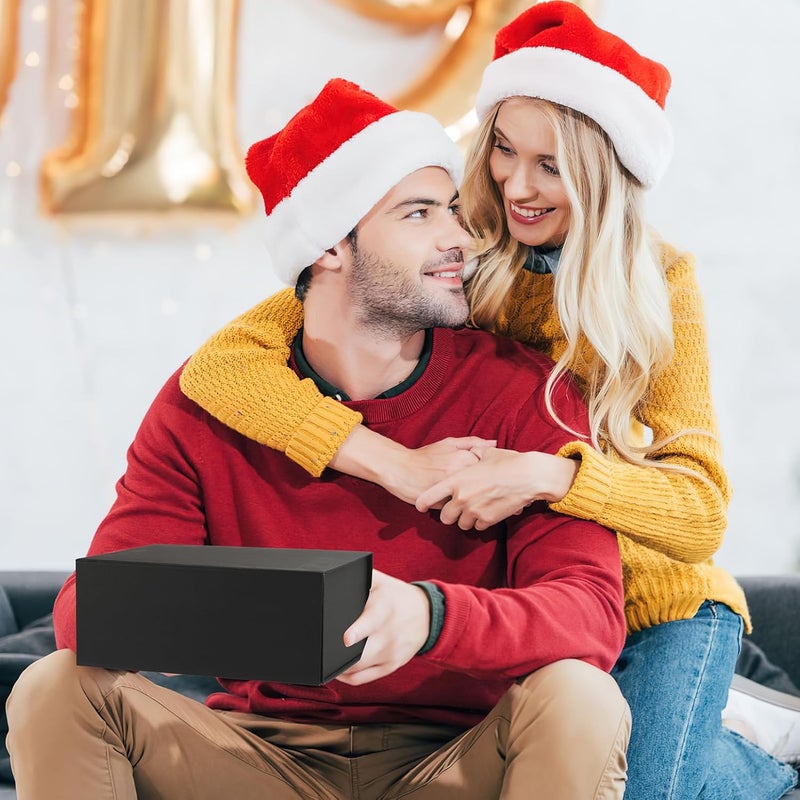 Ditwis 9x6x4 Inches Gift Box with Magnetic Closure Lid, Black Magnetic Box for Wedding, Groomsmen Bridesmaid Proposal, Birthdays, Mother's Day, 1 Pack - Image 3